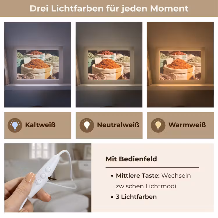 Lightbox - Wandleuchte - Kräuter – Markt – Farbenfroh - Kruiden - Markt - Kleurrijk Light Box met kabel (Wandlamp) klein