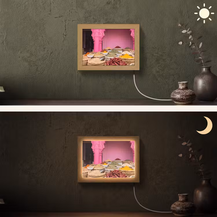 Lightbox - Wandleuchte - Kräuter – Markt – Rosa - Kruiden - Markt - Roze Light Box met kabel (Wandlamp) klein