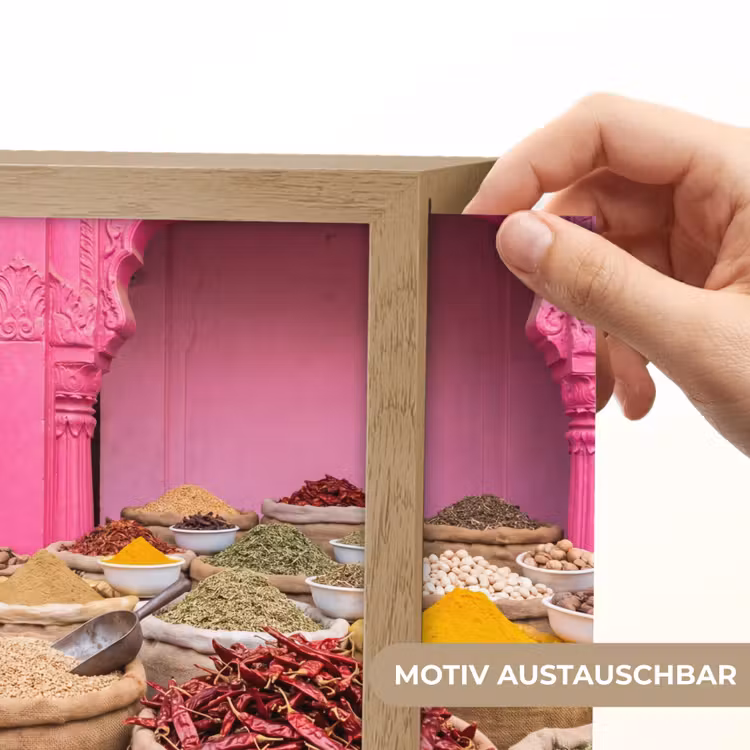 Lightbox - Wandleuchte - Kräuter – Markt – Rosa - Kruiden - Markt - Roze Light Box met kabel (Wandlamp) klein