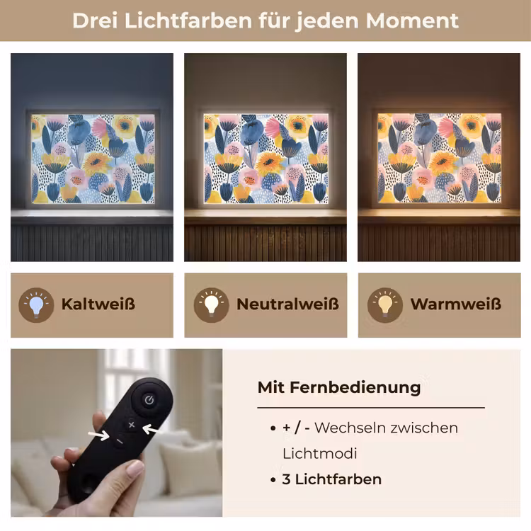 Creatief - Patroon - Kleurrijk Light Box met batterij (Wandlamp) middel 907 -USP_lichtkleurDE