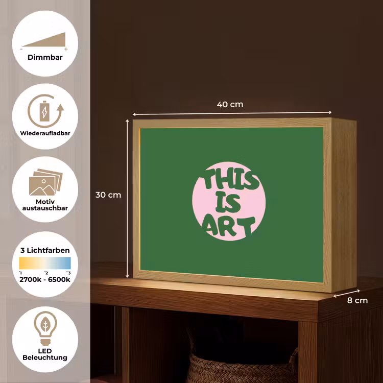 Cirkel - Roze - Tekst - Art Light Box met batterij (Wandlamp) middel -USP_websiteoverzichtDE