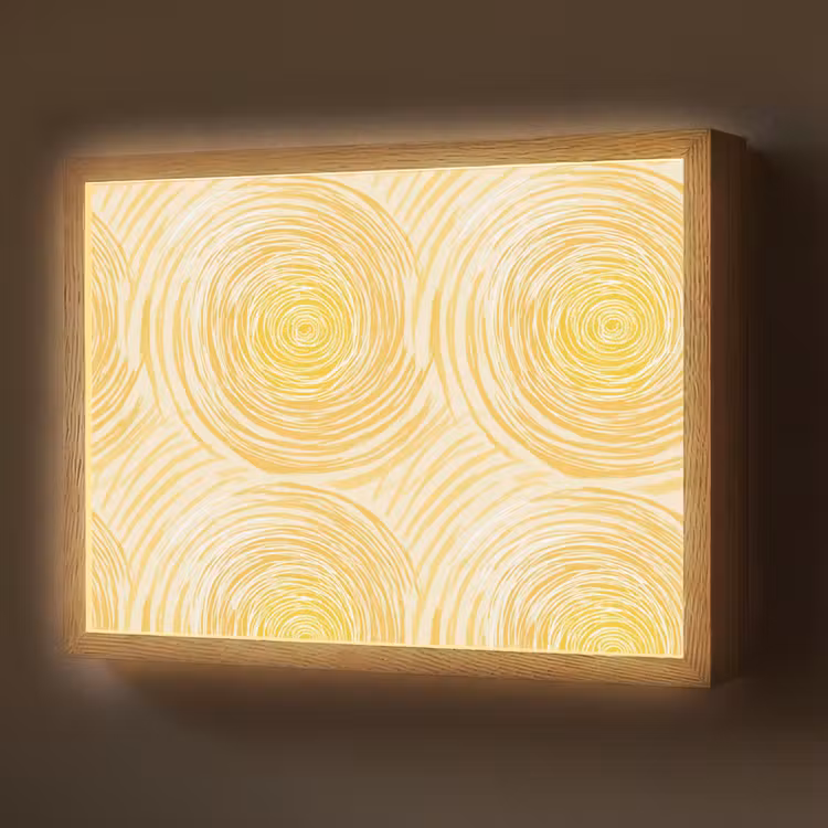 Cirkels - Abstract - Artistiek - Geel Light Box met batterij (Wandlamp) middel 907 -z3d_website