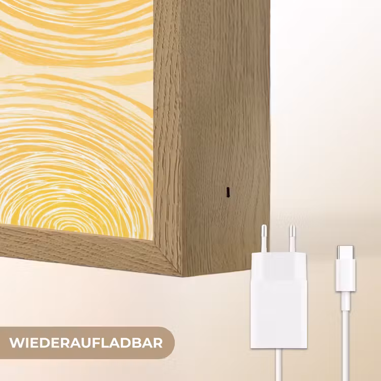 Cirkels - Abstract - Artistiek - Geel Light Box met batterij (Wandlamp) middel 907 -USP_websiteoplaadbaarDE