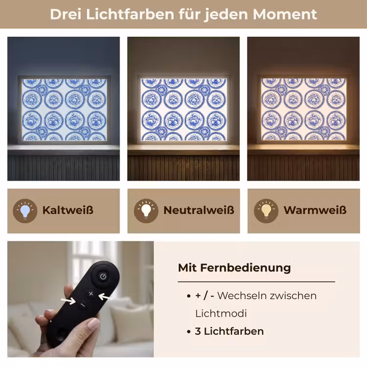 Cirkels - Bloemen - Blauw Light Box met batterij (Wandlamp) middel 907 -USP_lichtkleurDE