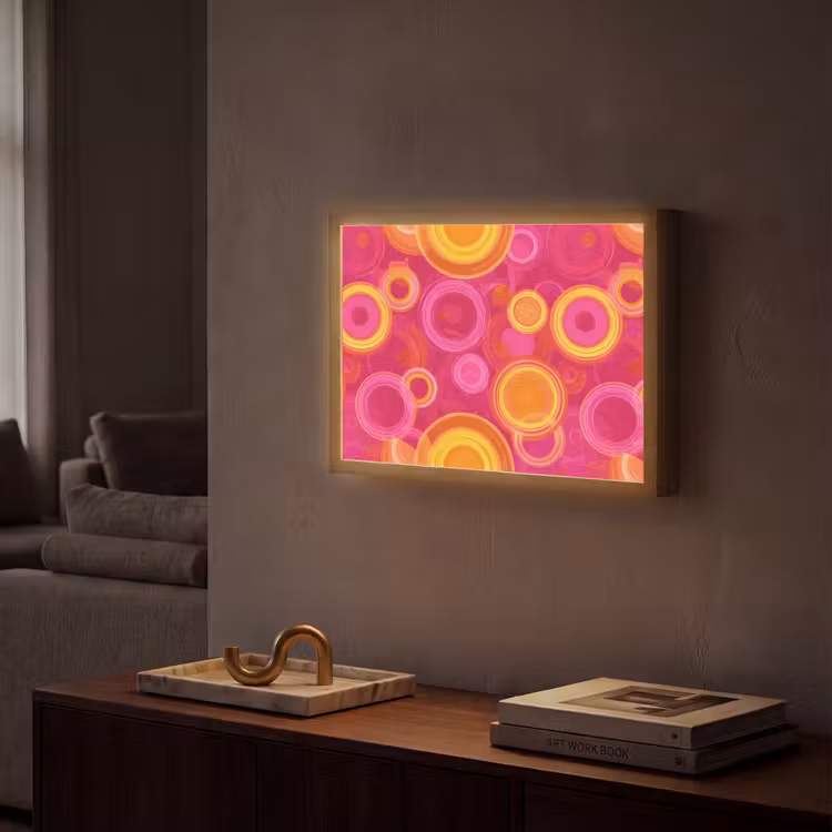 Cirkels - Design - Kleurrijk Light Box met batterij (Wandlamp) middel 907 -sfeer1