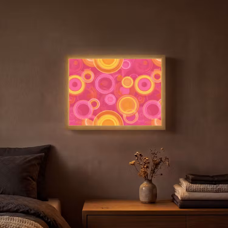 Cirkels - Design - Kleurrijk Light Box met batterij (Wandlamp) middel 907 -sfeer4