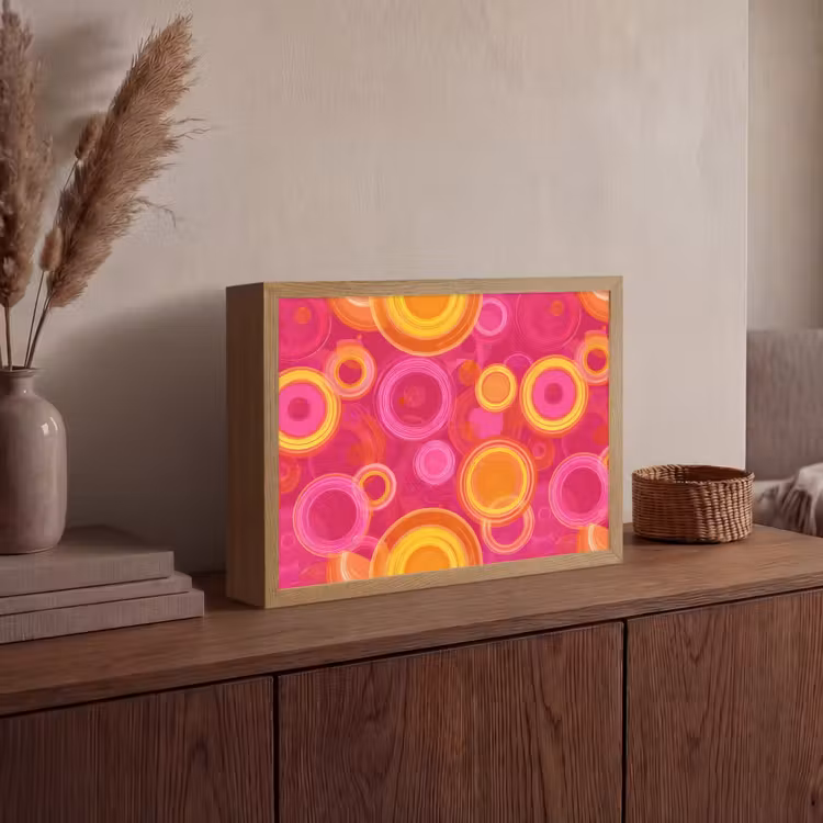 Cirkels - Design - Kleurrijk Light Box met batterij (Wandlamp) middel 907 -sfeer2