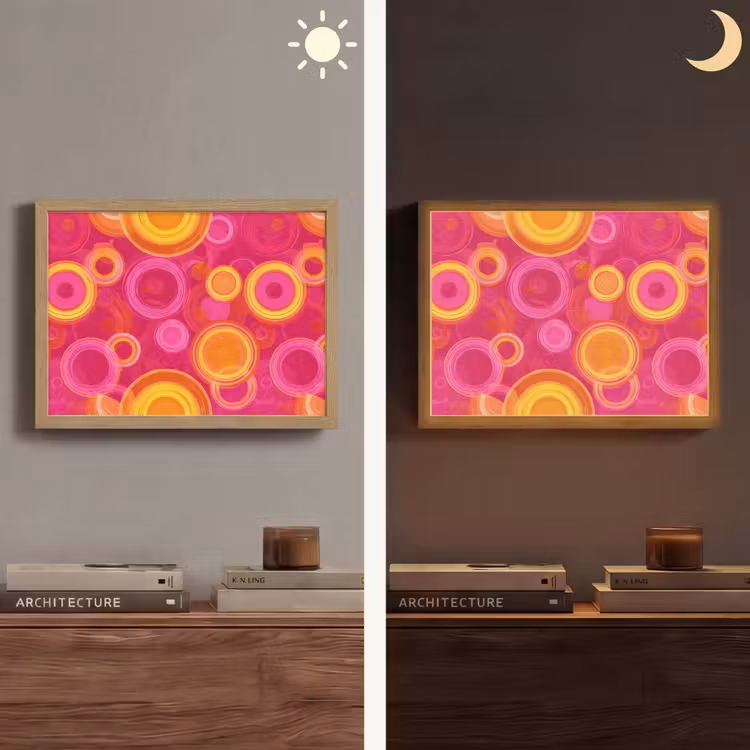 Cirkels - Design - Kleurrijk Light Box met batterij (Wandlamp) middel 907 -sfeer3