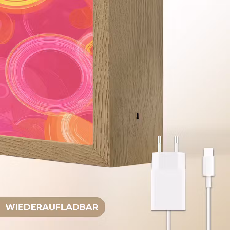 Cirkels - Design - Kleurrijk Light Box met batterij (Wandlamp) middel 907 -USP_websiteoplaadbaarDE