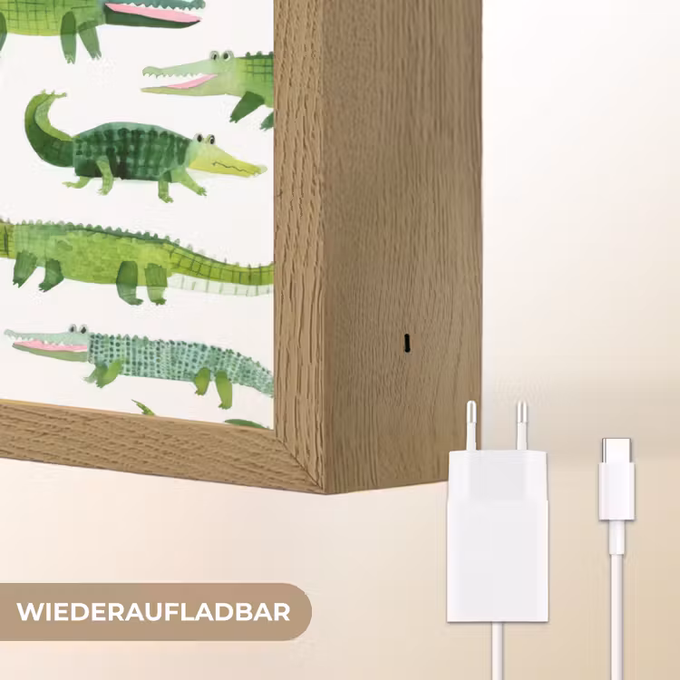 krokodillen - Speels - Groen Light Box met batterij (Wandlamp) middel 907 -USP_websiteoplaadbaarDE