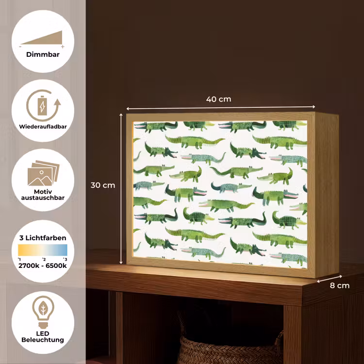 krokodillen - Speels - Groen Light Box met batterij (Wandlamp) middel 907 -USP_websiteoverzichtDE