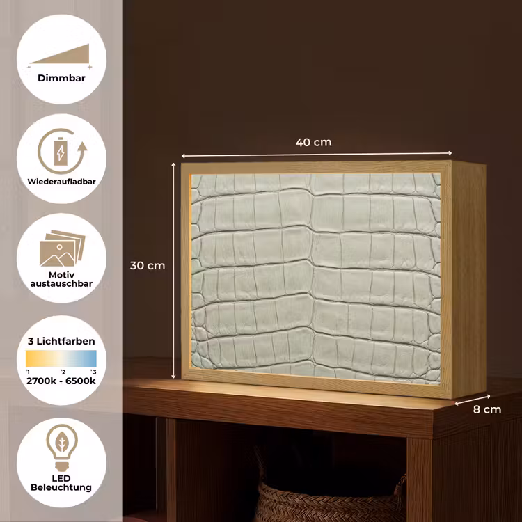 Krokodillenleer - Schubben - Groen Light Box met batterij (Wandlamp) middel -USP_websiteoverzichtDE