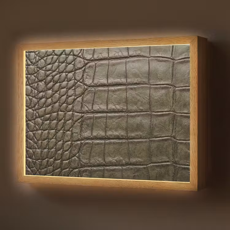 Krokodillenleer - Structuur - Groen Light Box met batterij (Wandlamp) middel -z3d_website