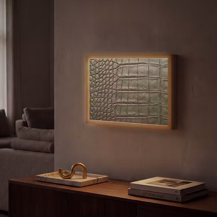 Krokodillenleer - Structuur - Groen Light Box met batterij (Wandlamp) middel -sfeer1