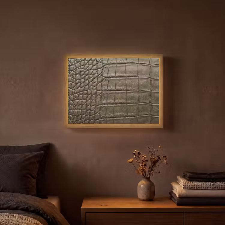 Krokodillenleer - Structuur - Groen Light Box met batterij (Wandlamp) middel -sfeer4
