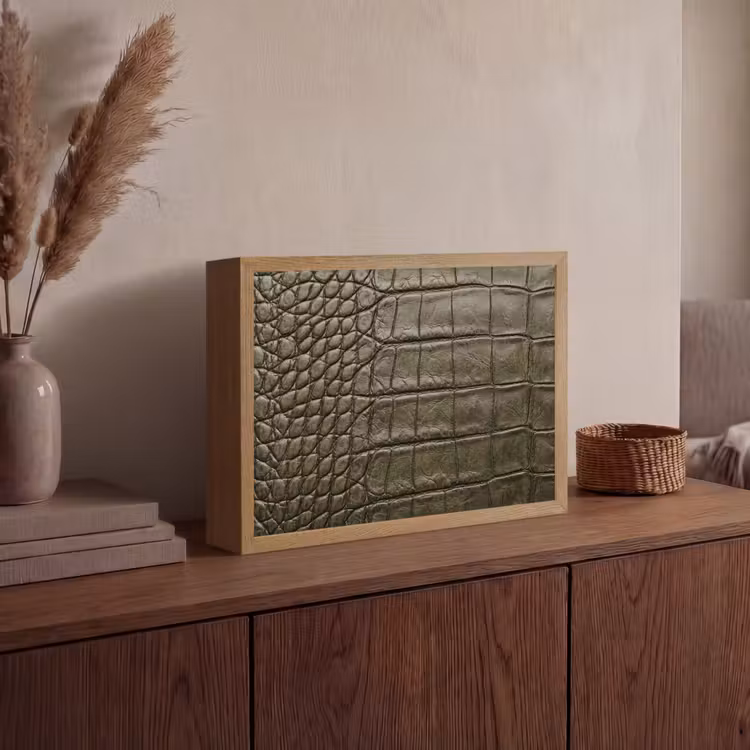 Krokodillenleer - Structuur - Groen Light Box met batterij (Wandlamp) middel -sfeer2