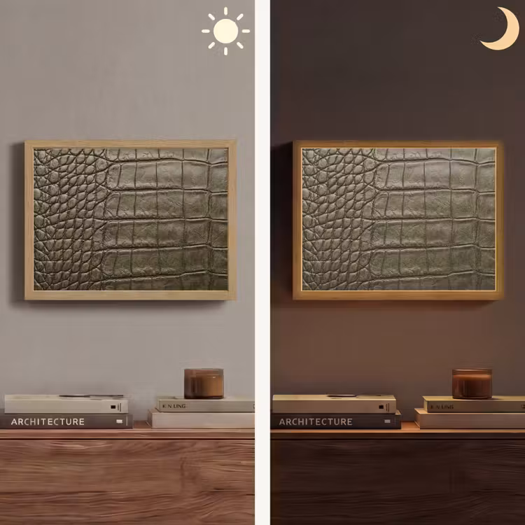 Krokodillenleer - Structuur - Groen Light Box met batterij (Wandlamp) middel -sfeer3
