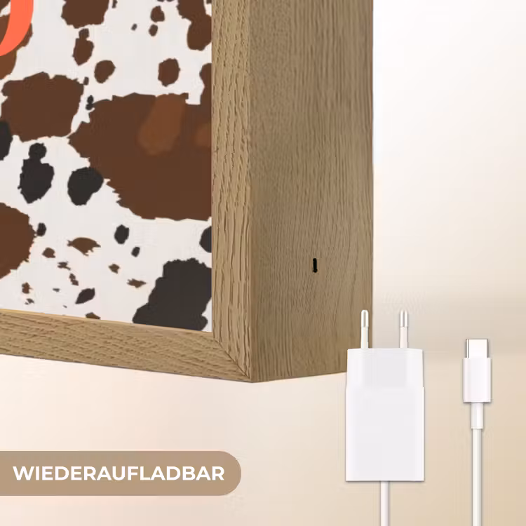 Koeienprint - Limited edition - Rood Light Box met batterij (Wandlamp) middel -USP_websiteoplaadbaarDE
