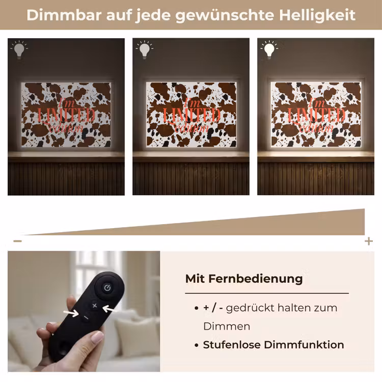Koeienprint - Limited edition - Rood Light Box met batterij (Wandlamp) middel -USP_dimbaarDE