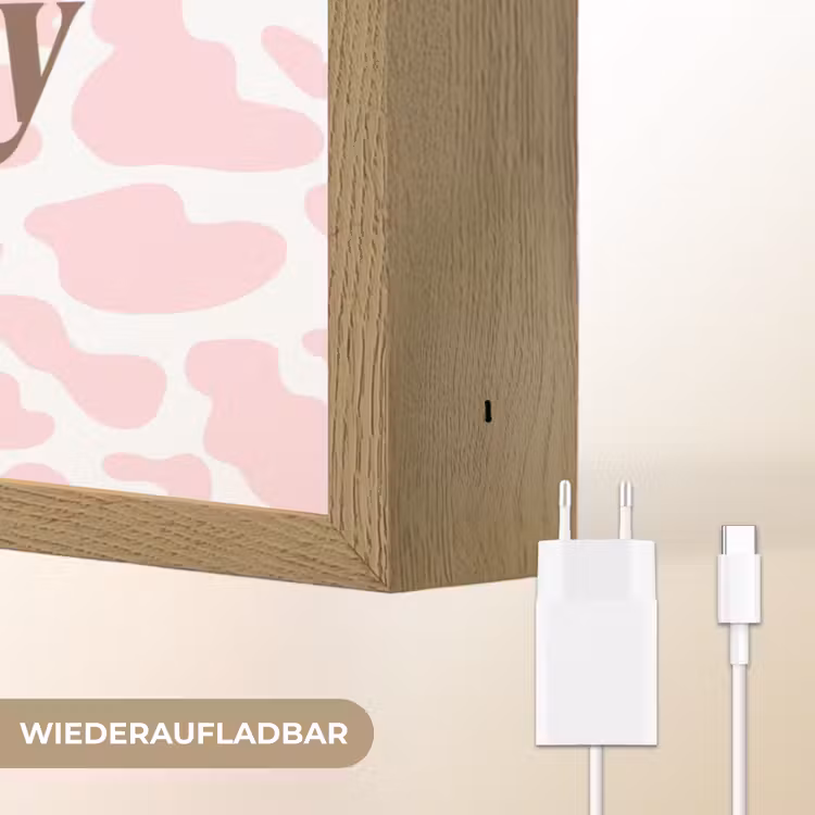 Koeienprint - Roze - Cowboy - Horse Light Box met batterij (Wandlamp) middel -USP_websiteoplaadbaarDE