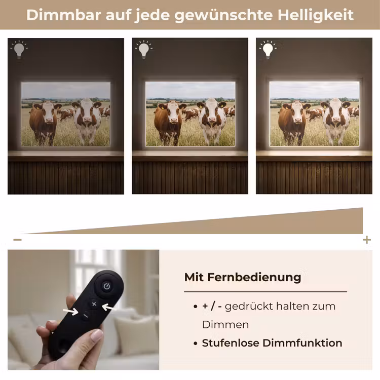 Koeien - Portret - Weide - Boerderij - Nieuwsgierig Light Box met batterij (Wandlamp) middel -USP_dimbaarDE