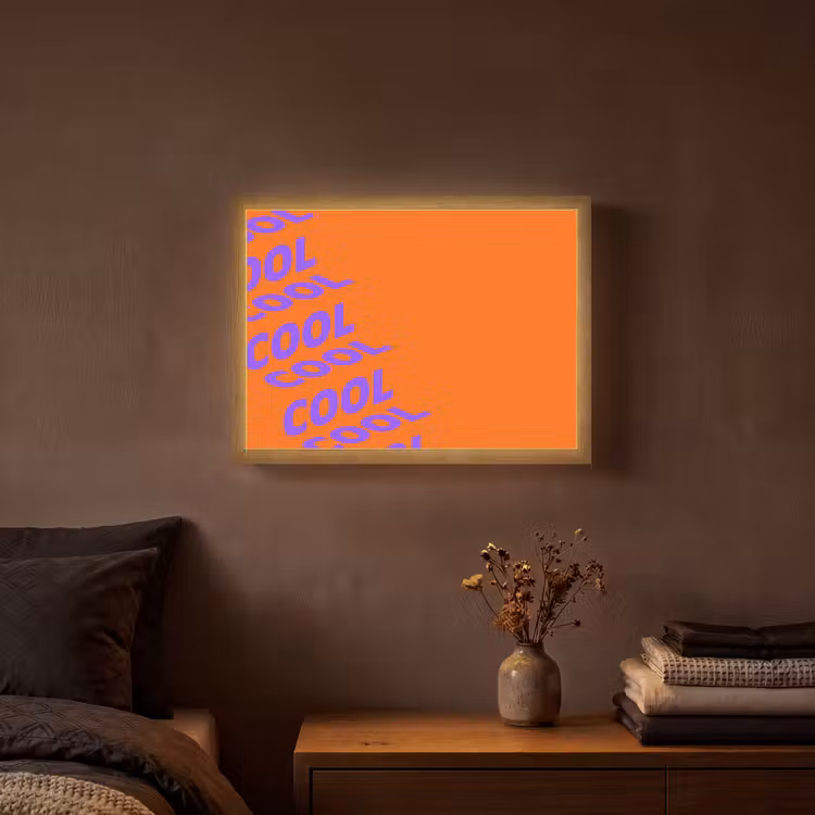 Cool - Paars - Oranje Light Box met batterij (Wandlamp) middel -sfeer4