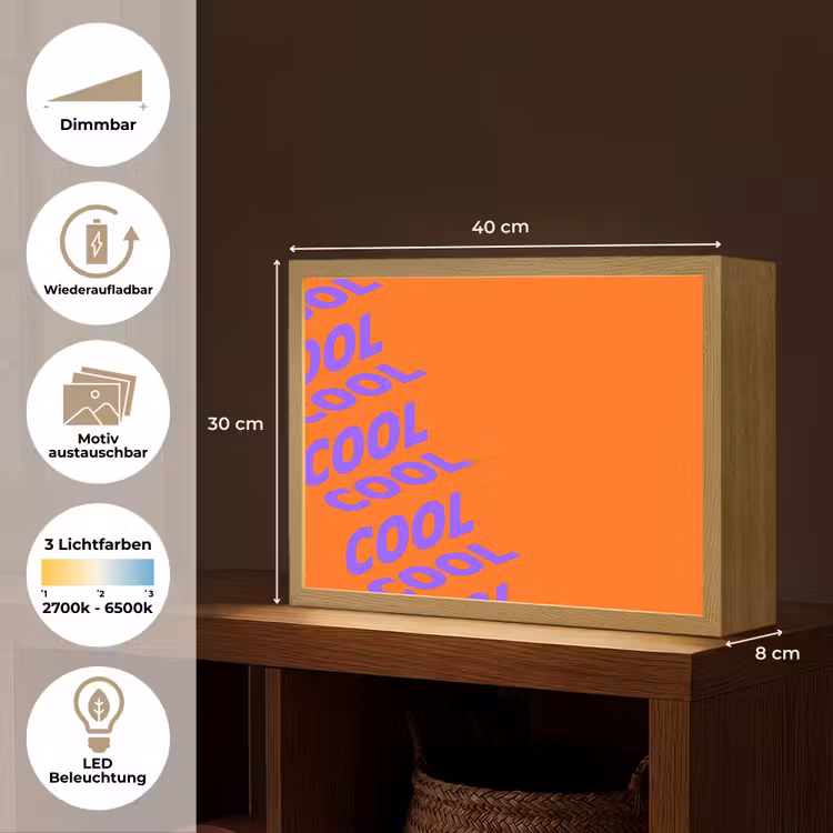 Cool - Paars - Oranje Light Box met batterij (Wandlamp) middel -USP_websiteoverzichtDE