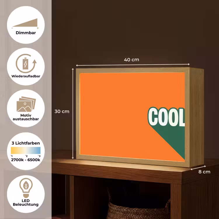 Cool - Oranje - Groen Light Box met batterij (Wandlamp) middel -USP_websiteoverzichtDE