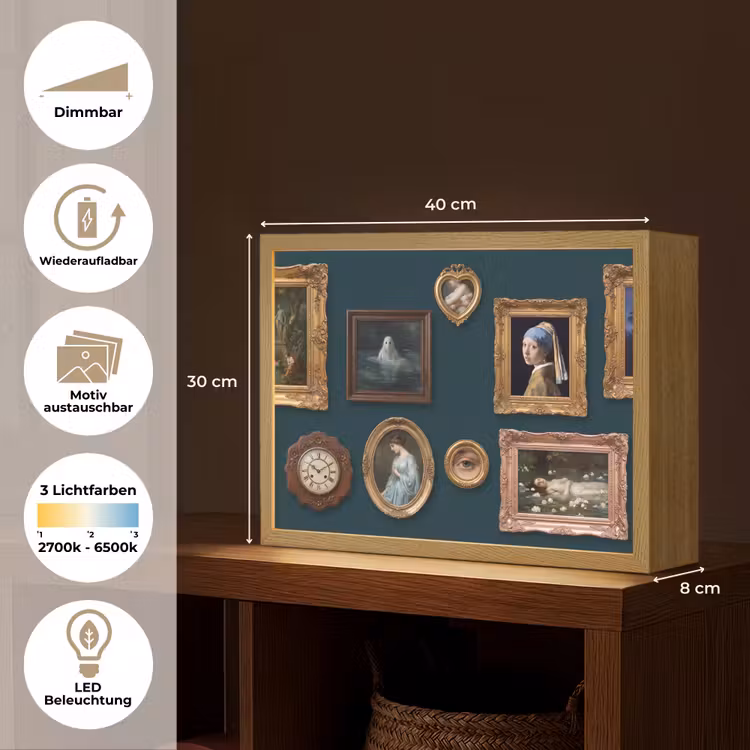 Kunst - Schilderijen - Decoratie - Klassiek - Groen Light Box met batterij (Wandlamp) middel -USP_websiteoverzichtDE
