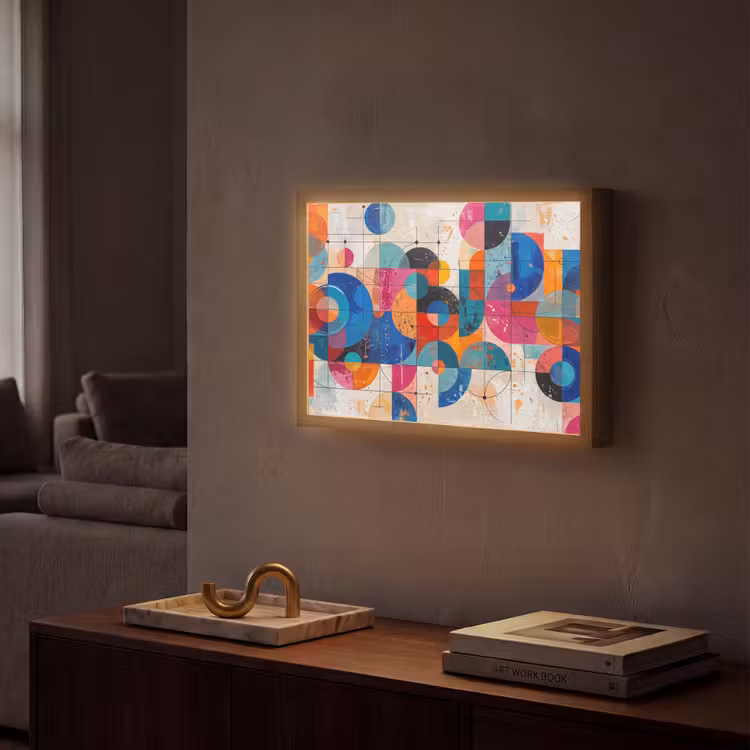 Kunst - Geometrisch - Abstract - Kleurrijk Light Box met batterij (Wandlamp) middel -sfeer1