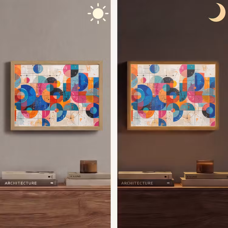 Kunst - Geometrisch - Abstract - Kleurrijk Light Box met batterij (Wandlamp) middel -sfeer3