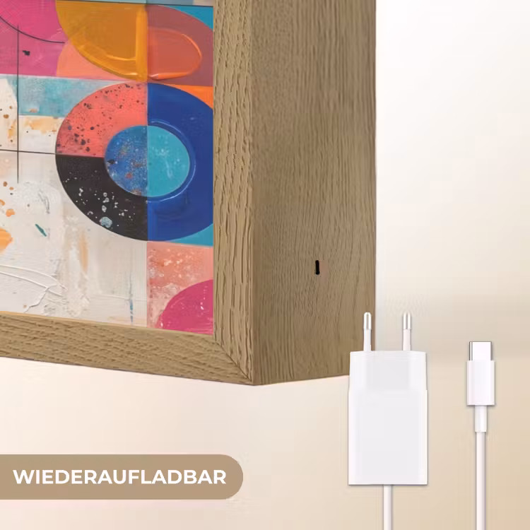 Kunst - Geometrisch - Abstract - Kleurrijk Light Box met batterij (Wandlamp) middel -USP_websiteoplaadbaarDE