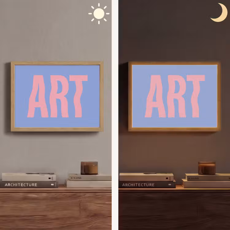 Art - Roze - Blauw Light Box met batterij (Wandlamp) middel -sfeer3