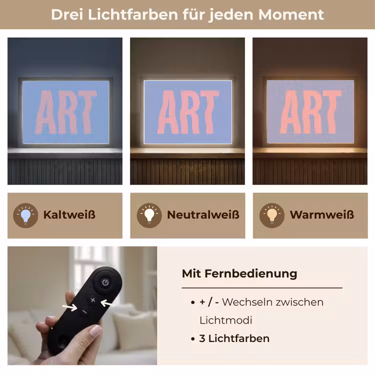 Art - Roze - Blauw Light Box met batterij (Wandlamp) middel -USP_lichtkleurDE