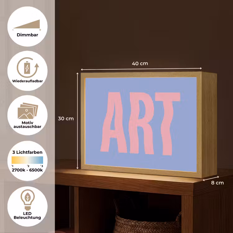 Art - Roze - Blauw Light Box met batterij (Wandlamp) middel -USP_websiteoverzichtDE