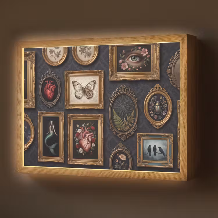 Kunst - Collectie - Vintage - Klassiek - Donker Light Box met batterij (Wandlamp) middel -z3d_website