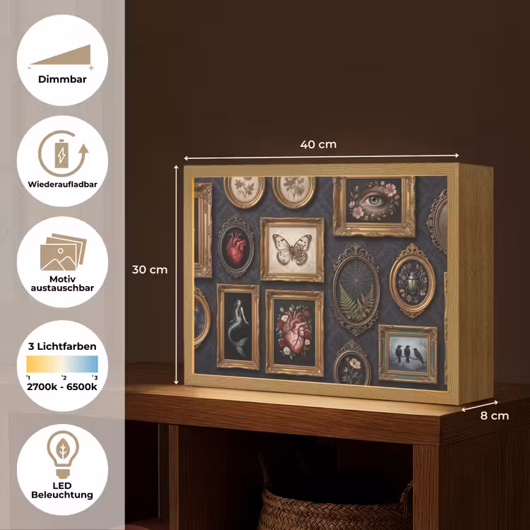 Kunst - Collectie - Vintage - Klassiek - Donker Light Box met batterij (Wandlamp) middel -USP_websiteoverzichtDE