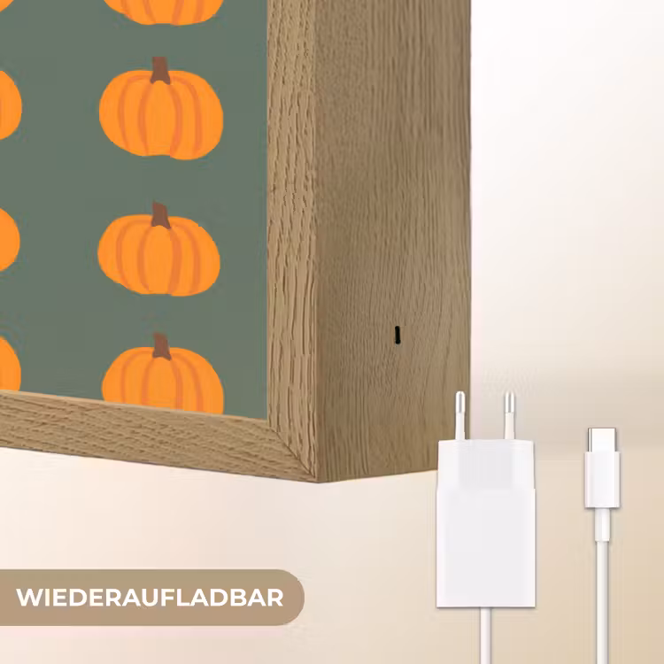 Pompoen - Patroon - Oranje Light Box met batterij (Wandlamp) middel 907 -USP_websiteoplaadbaarDE