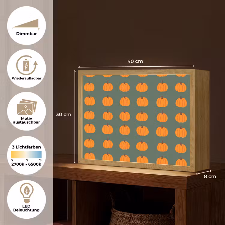 Pompoen - Patroon - Oranje Light Box met batterij (Wandlamp) middel 907 -USP_websiteoverzichtDE