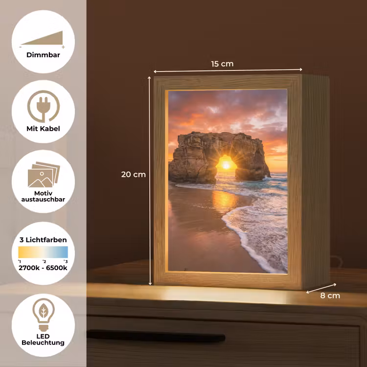 Kust - Rots - Zonsondergang - Zee - Natuur Light Box met kabel (Wandlamp) klein -USP_websiteoverzichtDE