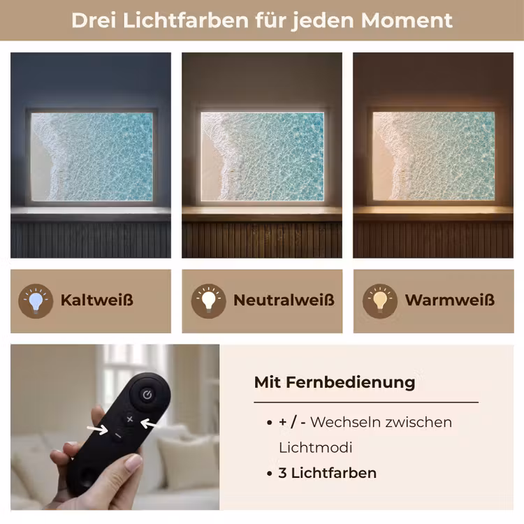 Kust - Zand - Blauw Light Box met batterij (Wandlamp) middel -USP_lichtkleurDE