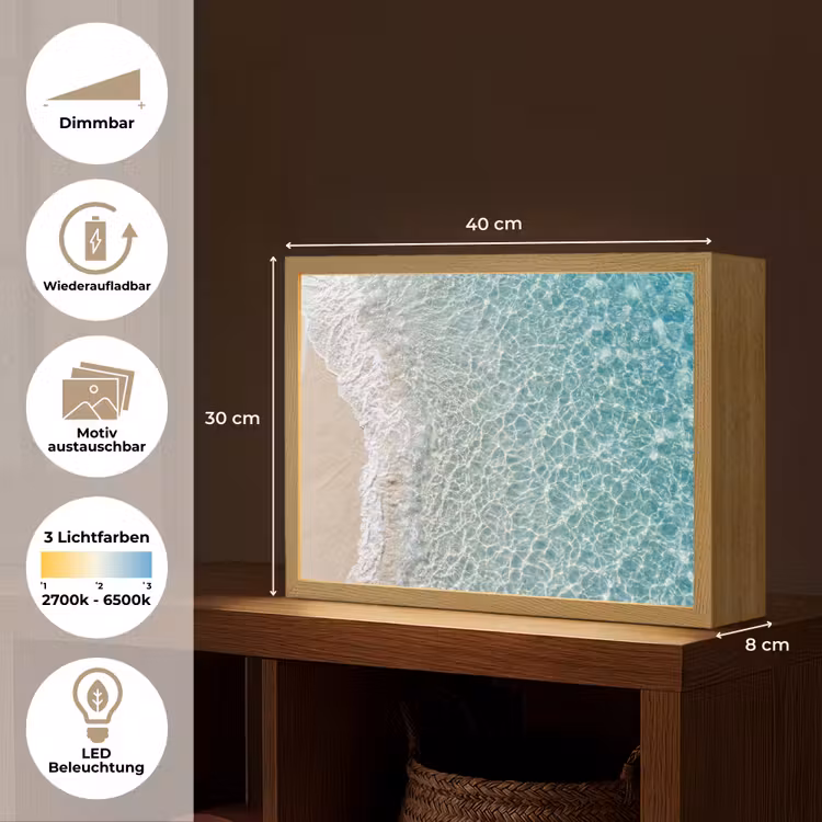 Kust - Zand - Blauw Light Box met batterij (Wandlamp) middel -USP_websiteoverzichtDE