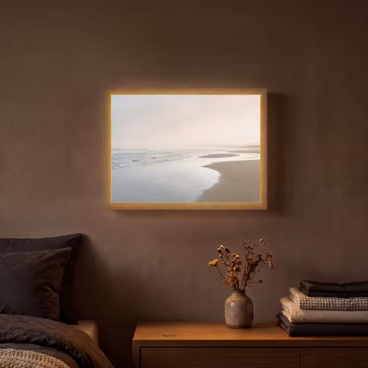 Kustlijn - Strand - Oceaan Light Box met batterij (Wandlamp) middel -sfeer4