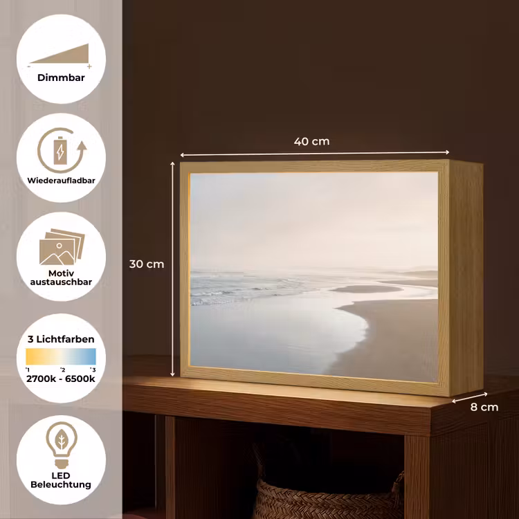 Kustlijn - Strand - Oceaan Light Box met batterij (Wandlamp) middel -USP_websiteoverzichtDE