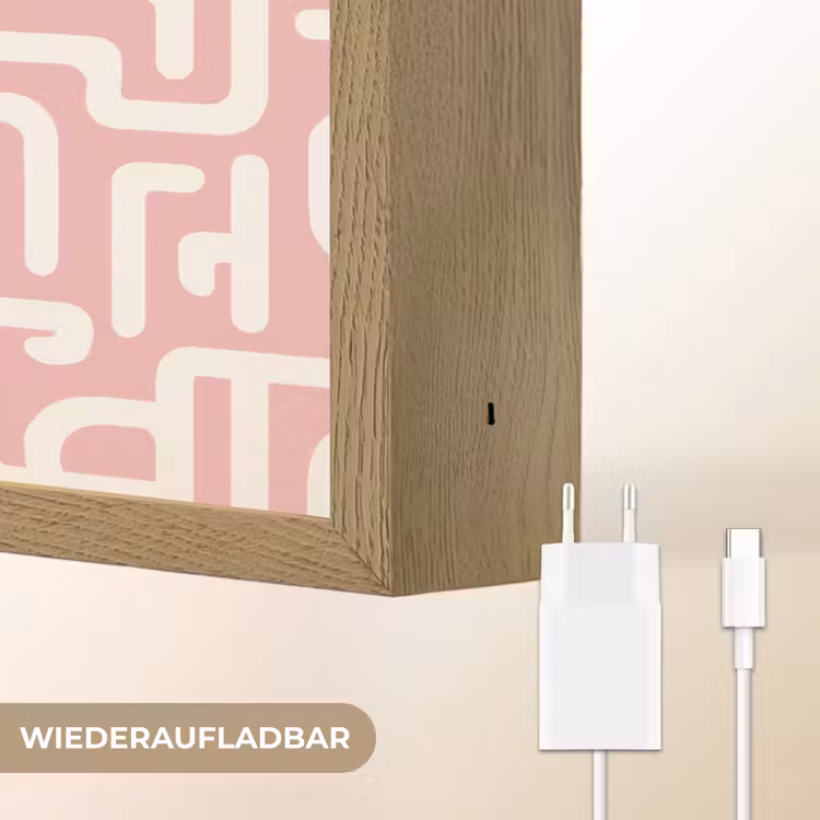 Doolhofpatroon - Roze - Wit - Abstract Light Box met batterij (Wandlamp) middel 907 -USP_websiteoplaadbaarDE