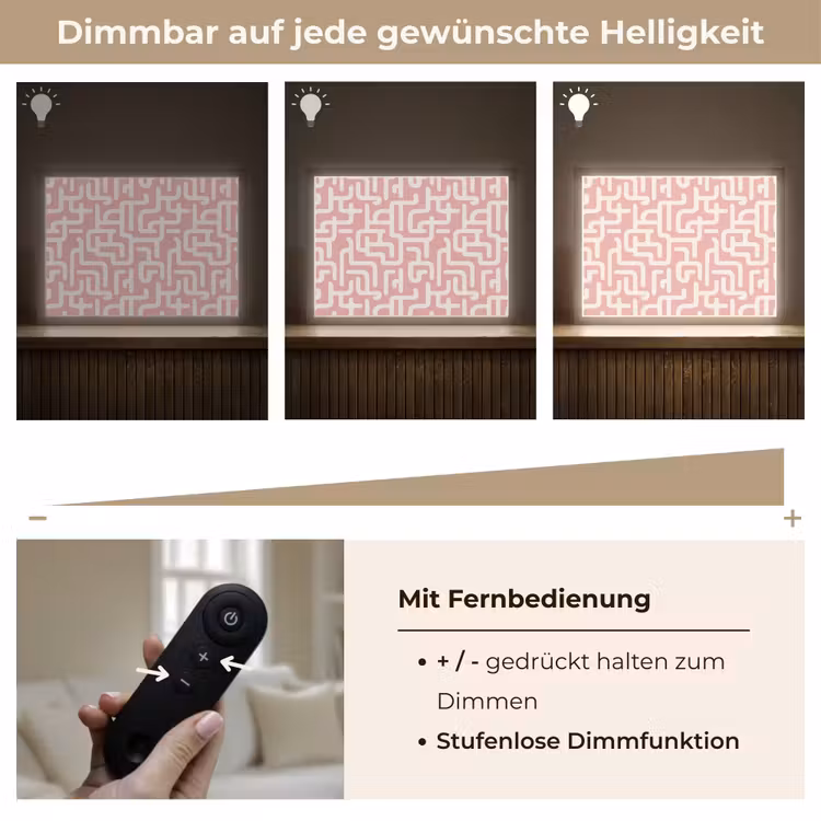 Doolhofpatroon - Roze - Wit - Abstract Light Box met batterij (Wandlamp) middel 907 -USP_dimbaarDE