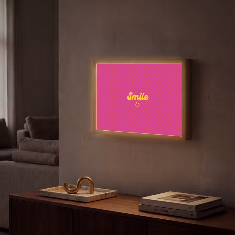 Smile - Stippen - Roze Light Box met batterij (Wandlamp) middel -sfeer1