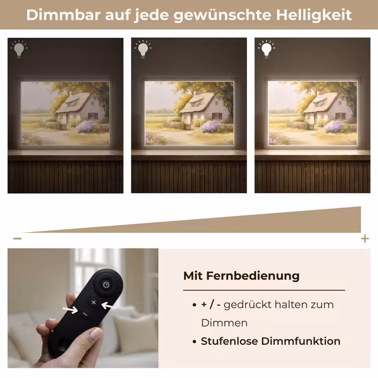 Huisje - Hout - Bloemen Light Box met batterij (Wandlamp) middel -USP_dimbaarDE