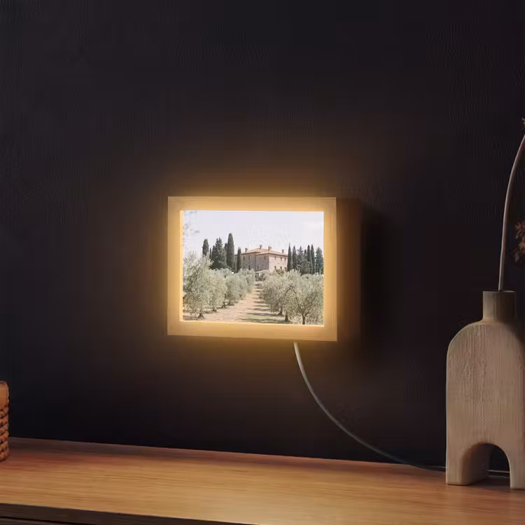 Lightbox - Wandleuchte - Landhaus – Olivenbaum – Obstgarten - Landhuis - olijfboom - gaard Light Box met kabel (Wandlamp) klein