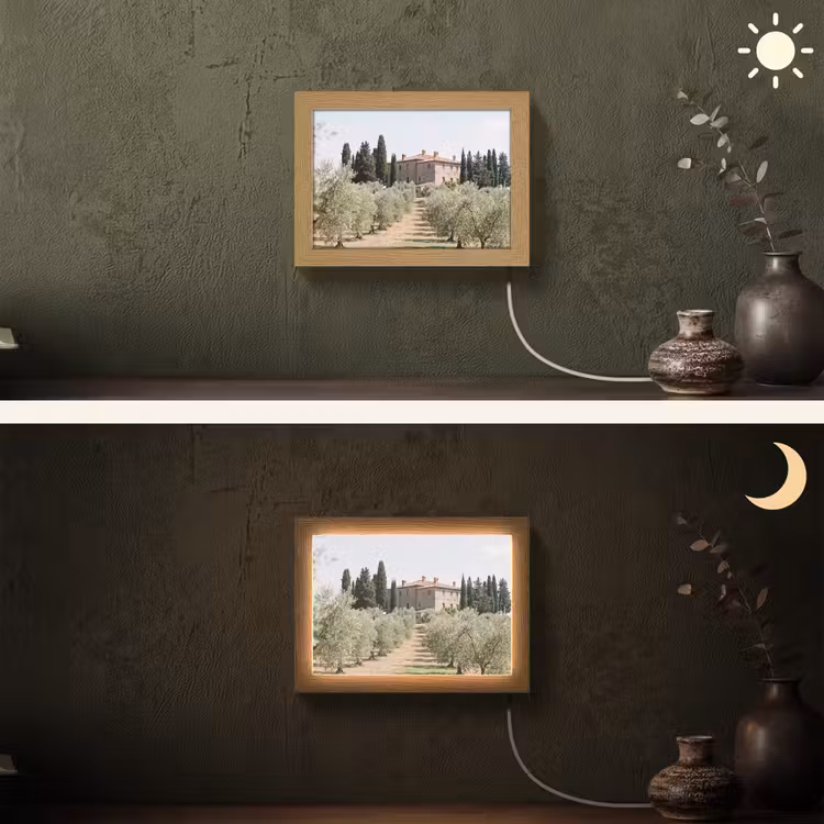 Lightbox - Wandleuchte - Landhaus – Olivenbaum – Obstgarten - Landhuis - olijfboom - gaard Light Box met kabel (Wandlamp) klein